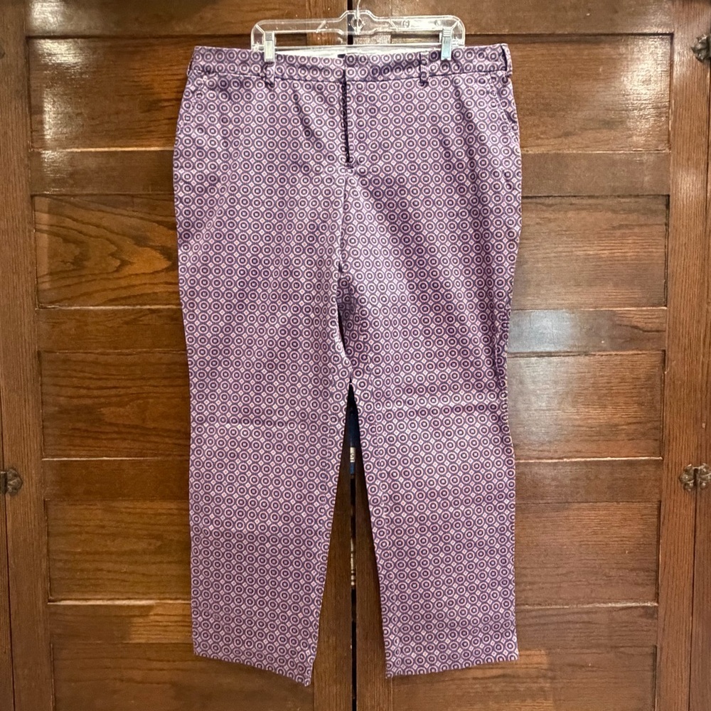 Lands' End 18W fit 2 Patterned Straight Leg Pants cotton chinos khakis slacks